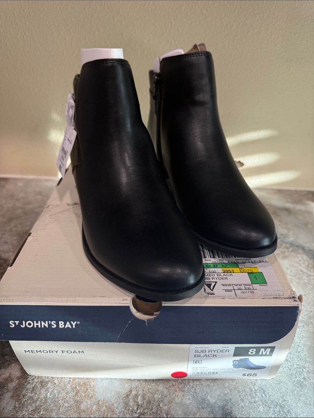 St. John's Bay Black Faux-Leather Ankle Booties